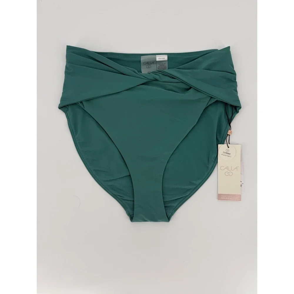 Calia‎ By Carrie Underwood Swim Bikini Bottom High Rise Jungle Green Size Med
